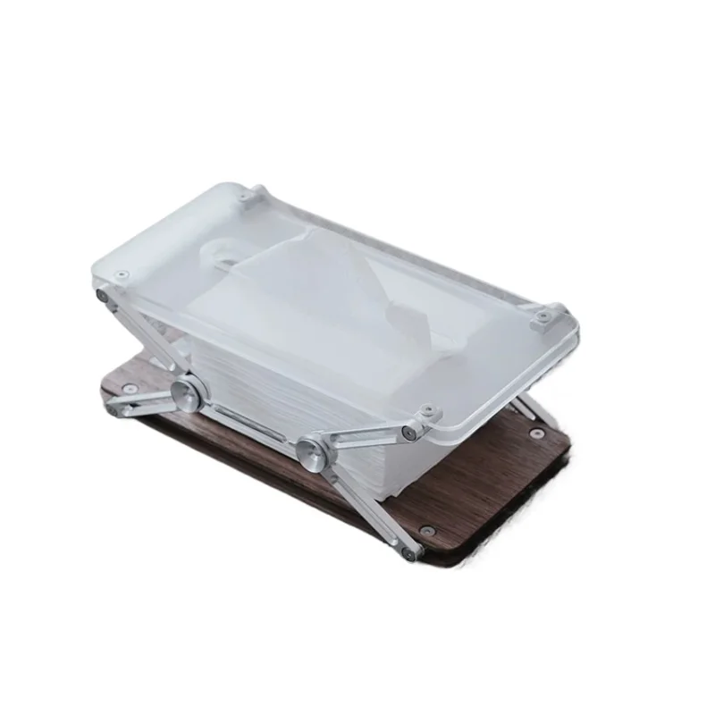 Automatic lifting fun tissue box light luxury designer aluminum profile mechanical pumping carton