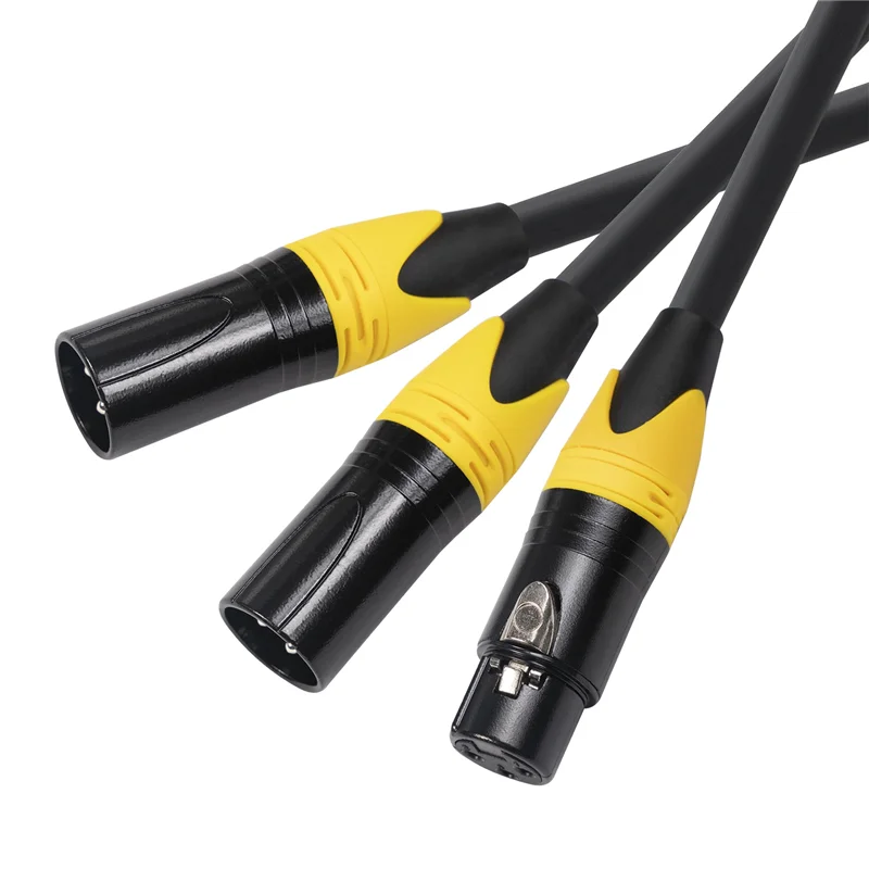 Kabel rozgałęźny XLR, 3-pinowy żeński XLR na podwójny męski kabel audio XLR Kabel Y Zbalansowany rozgałęźnik mikrofonowy Adapter audio