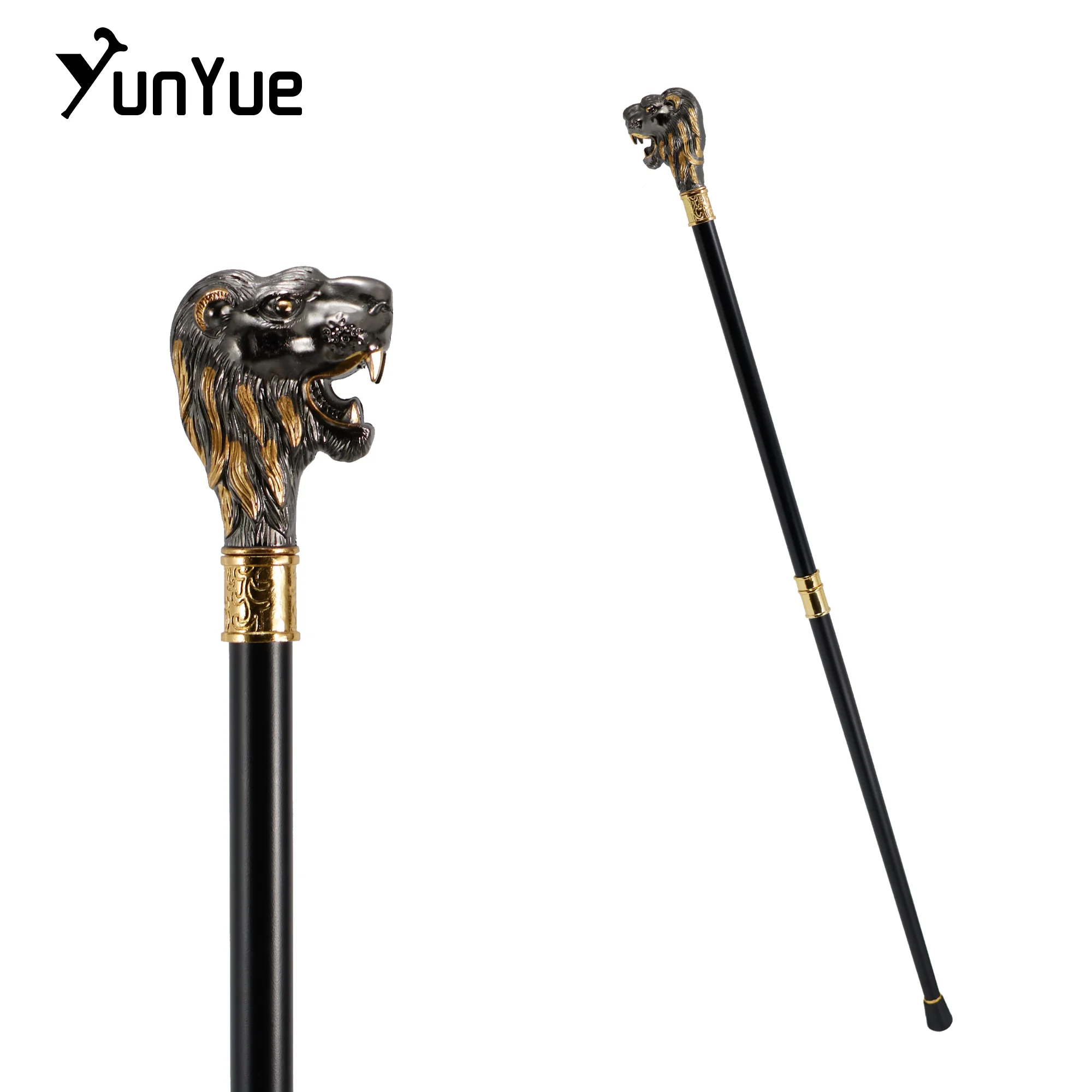 الأسود والذهبي الأسد الملك رئيس موضة عصا للمشي للحزب ديكور عصا للمشي شهم أنيقة تأثيري قصب مقبض 93 سنتيمتر #1