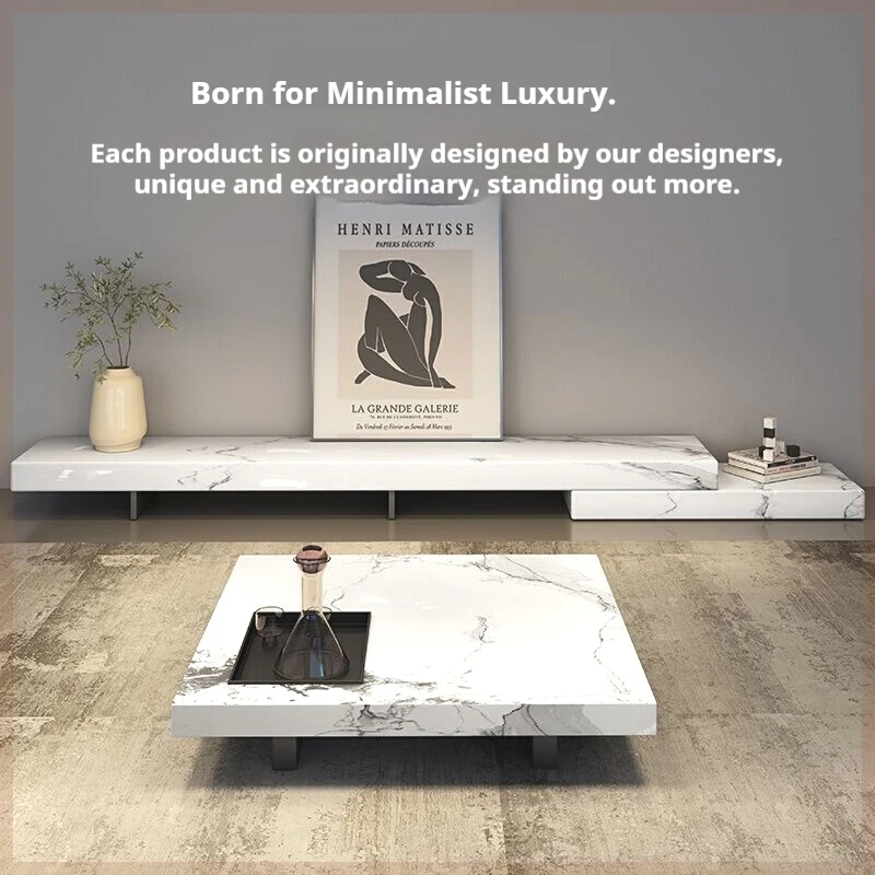 Any Size Custom Italian Floating TV Console Set Nordic Minimalist Stone Quartz Table Villa Waterproof Scratch Proof EO Certified