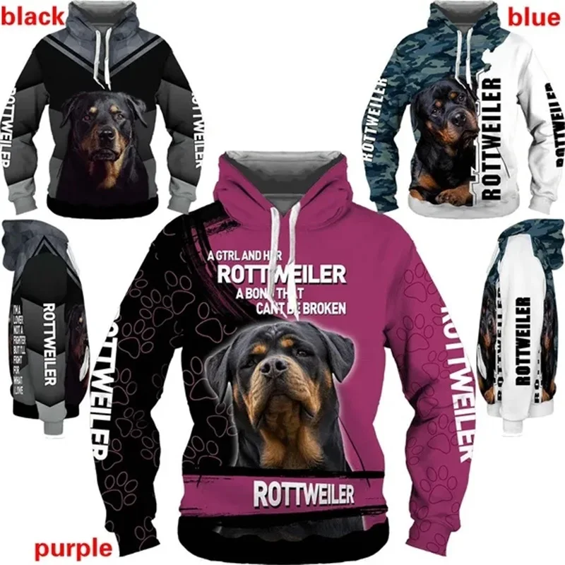 3d Print Animal Funny Rottweiler Dog Hoodies For Men Casual Pullovers Sweatshirt Loose Oversized Mens Hoodies Streetwear Tops