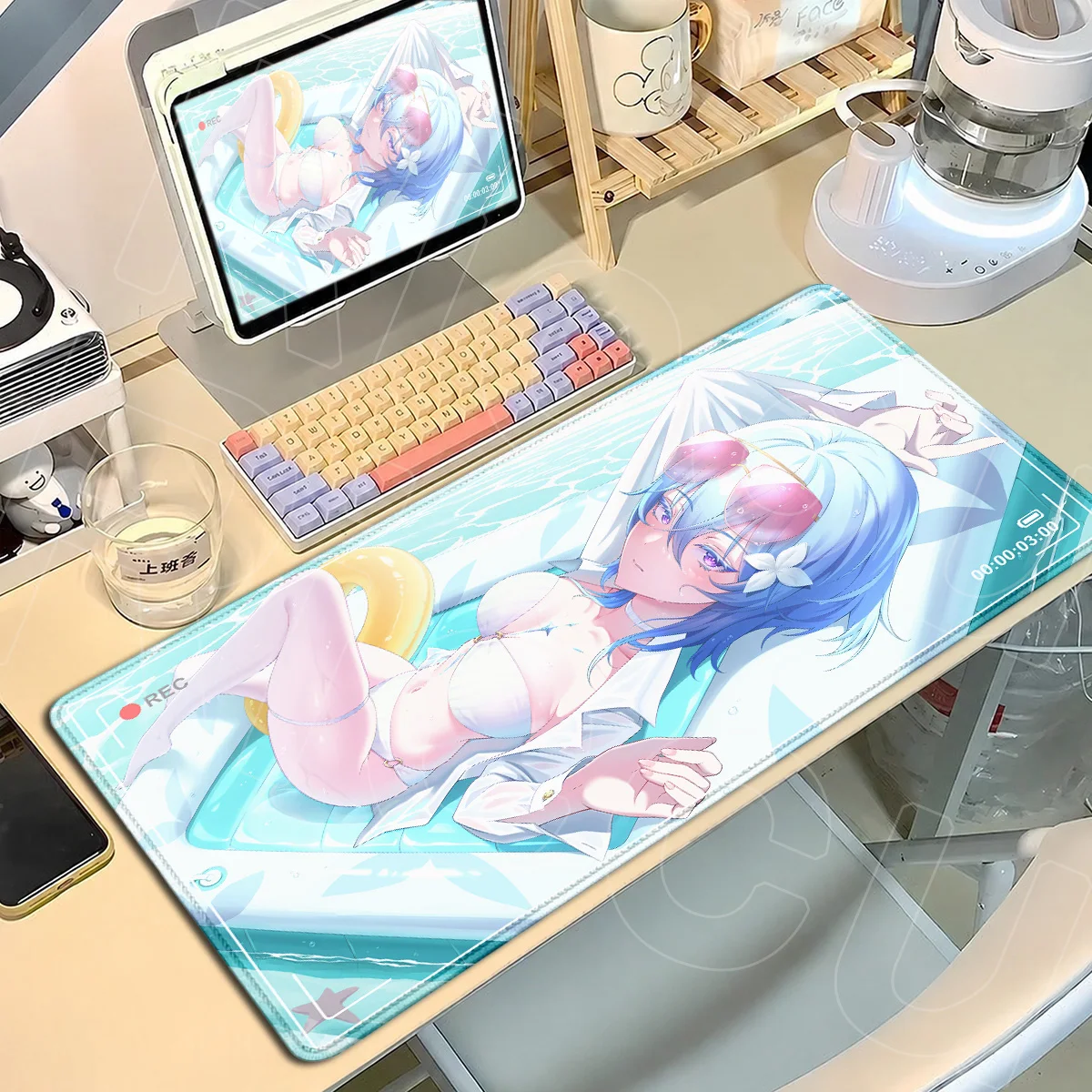 Laptop Gaming Accessories Mouse Pad Wuthering Waves Kawaii The Shorekeeper Game Mauspad Large Non-slip Rubber Table Keyboard Mat