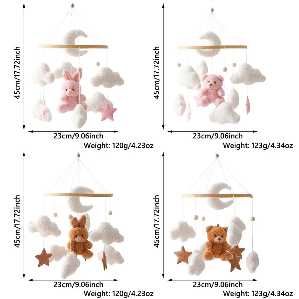 Cute Soft Cartoon Bear Baby BedBell Newborn Hanging Toys Baby Toys for Crib Bassinet