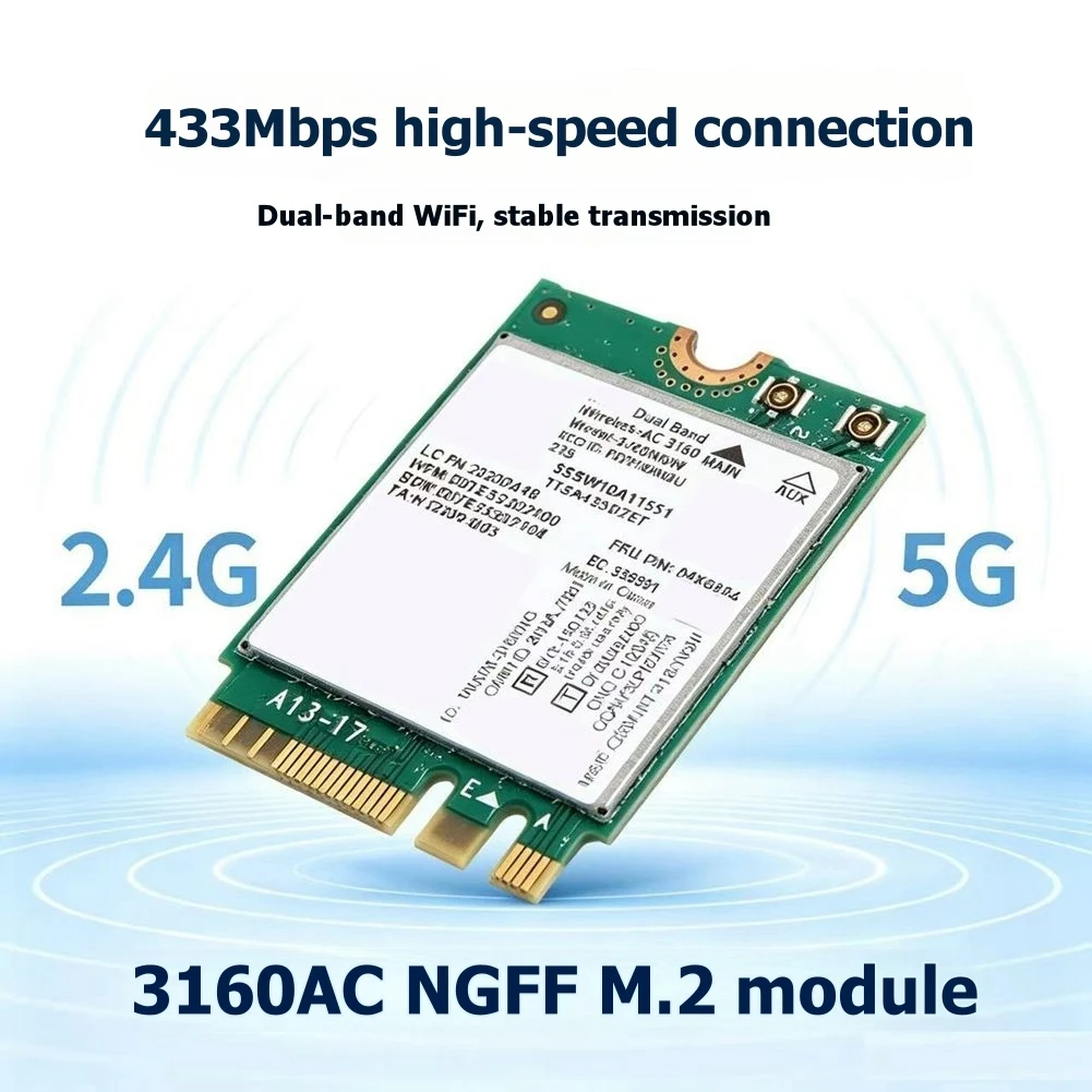 AY14 -Network Card For Lenovo Thinkpad 04X6034 04X6076 3160NGW AC Dual Band Wireless AC + Bluetooth NGFF Wifi Card 802.11AC