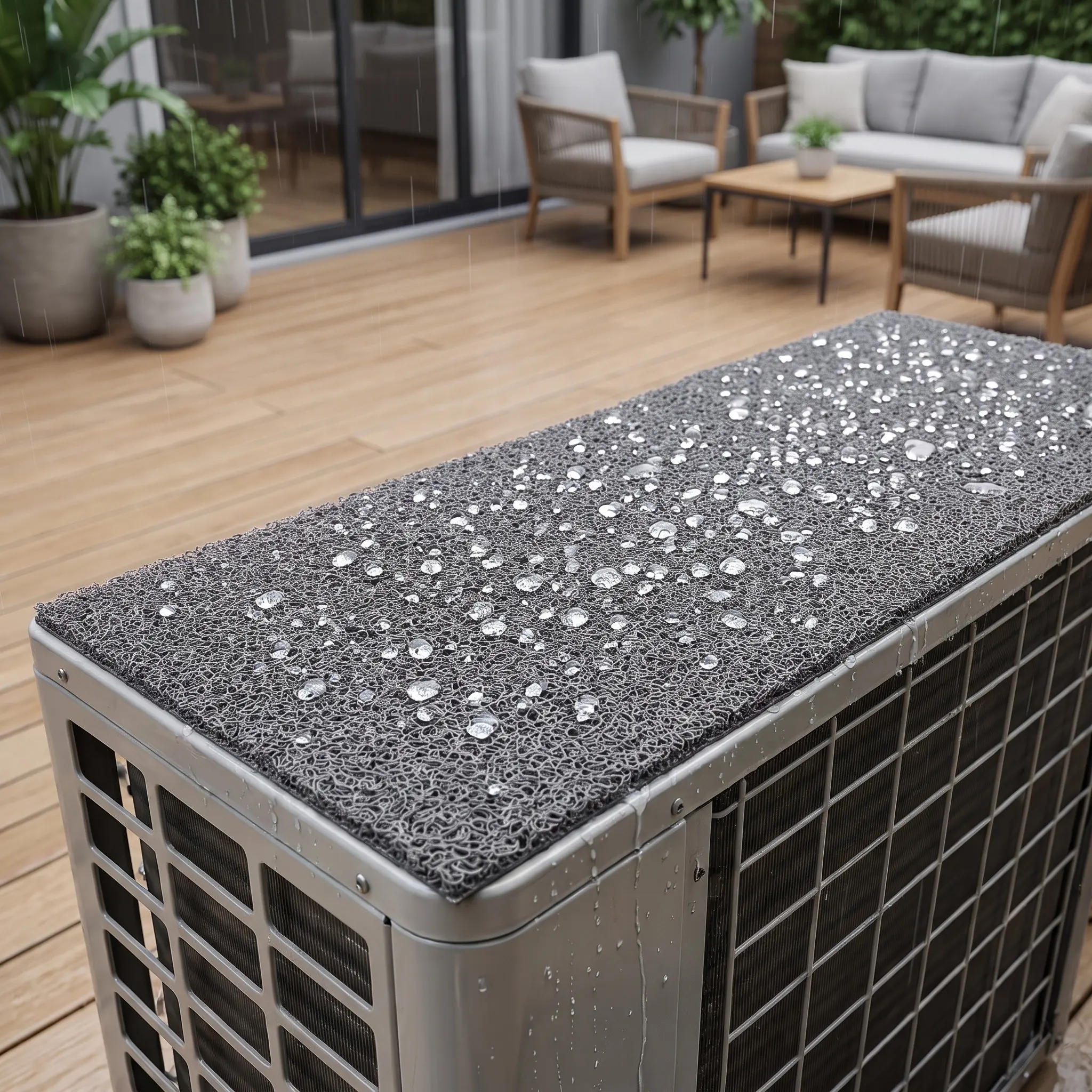 Air Conditioner Drip Cushion 29.5x11.4 Cuttable Self-Adhesive Waterproof Noise Reduction Mat Outdoor Ac Unit Soundproof Cover