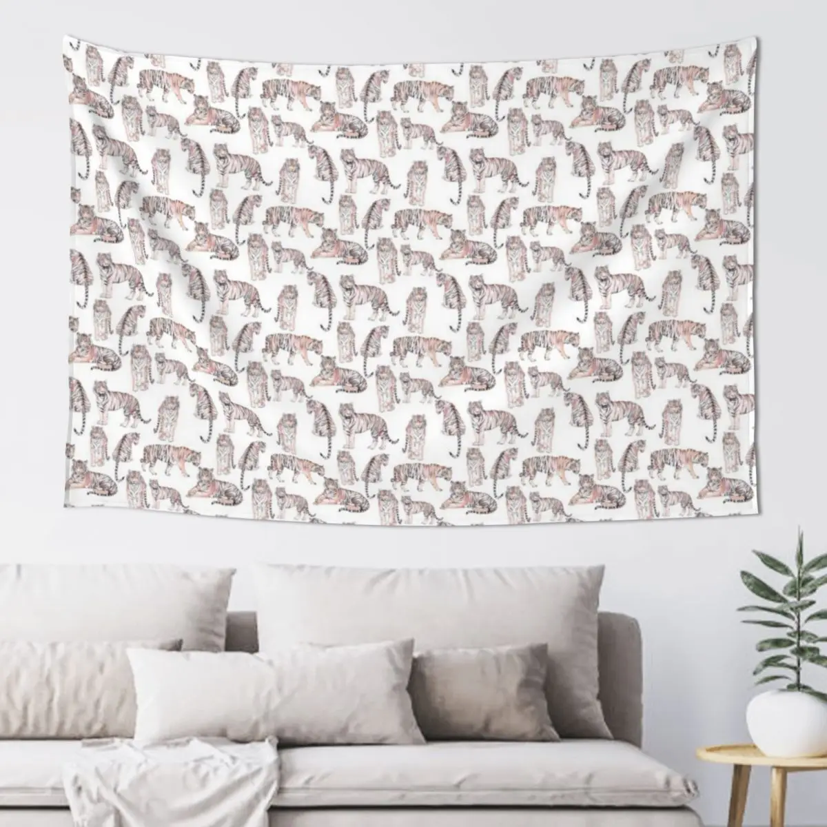 

Tiger Pattern Watercolor Tapestry Kawaii Room Decor Korean Room Decor Tapestry