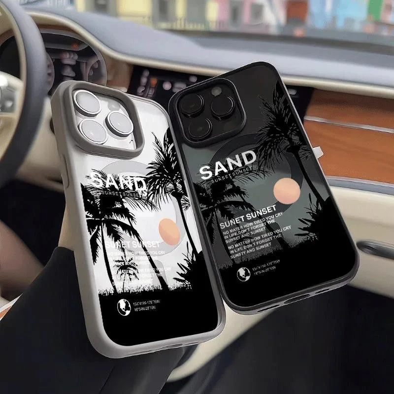 Sand Sunset Palm Cases for Samsung Galaxy A17 A27 A37 A57 S26 S25 A16 A36 A56 S24 S23 FE Plus Edge Ultra 4G 5G Acrylic Cover