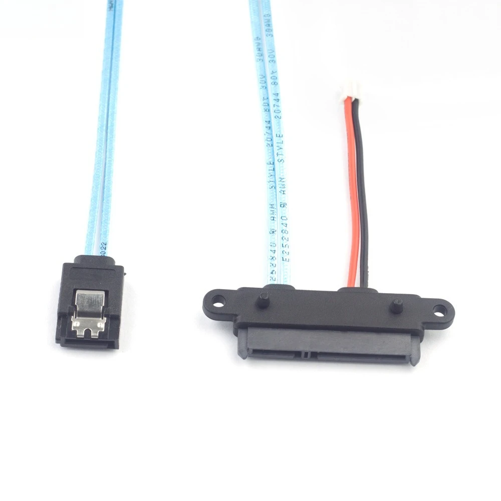 สายแปลง ADT-Link แบบ Dual Positioning ชนิด SATA 22 พิน ตัวเมีย เป็น 2.54 พิน พร้อมสายไฟสีดำ และสายแปลงความเร็วสูง SATA 7 พิน