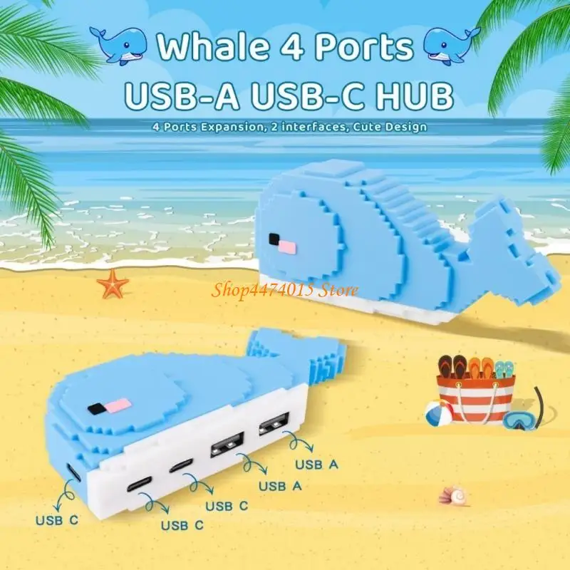 

K1AA Portable USB2.0 Hub Splitter 4Port for Expanding Connectivity on Laptops and Desktops with Type C Compatibility