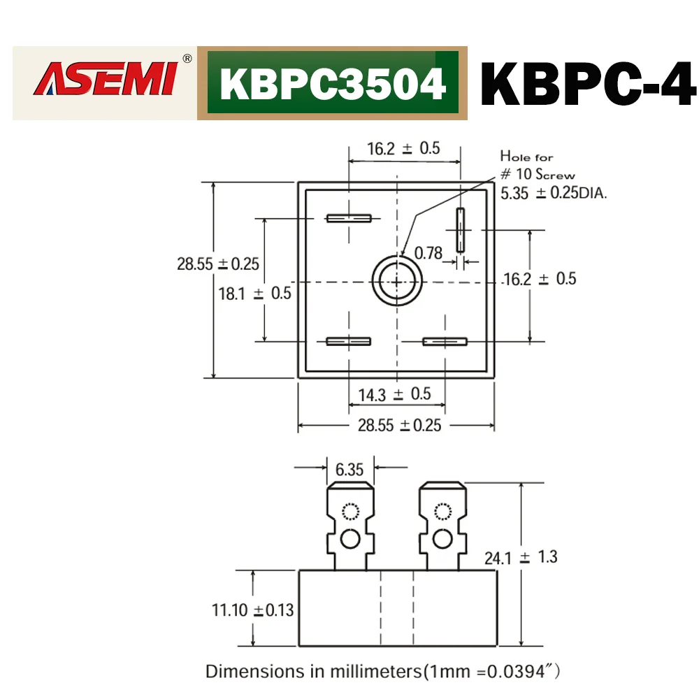 Image 3: Redresseur en pont KBPC3504 35A 400V monophasé, module de diodes pour alimentation électrique, onduleur DIY, contrôle de moteur