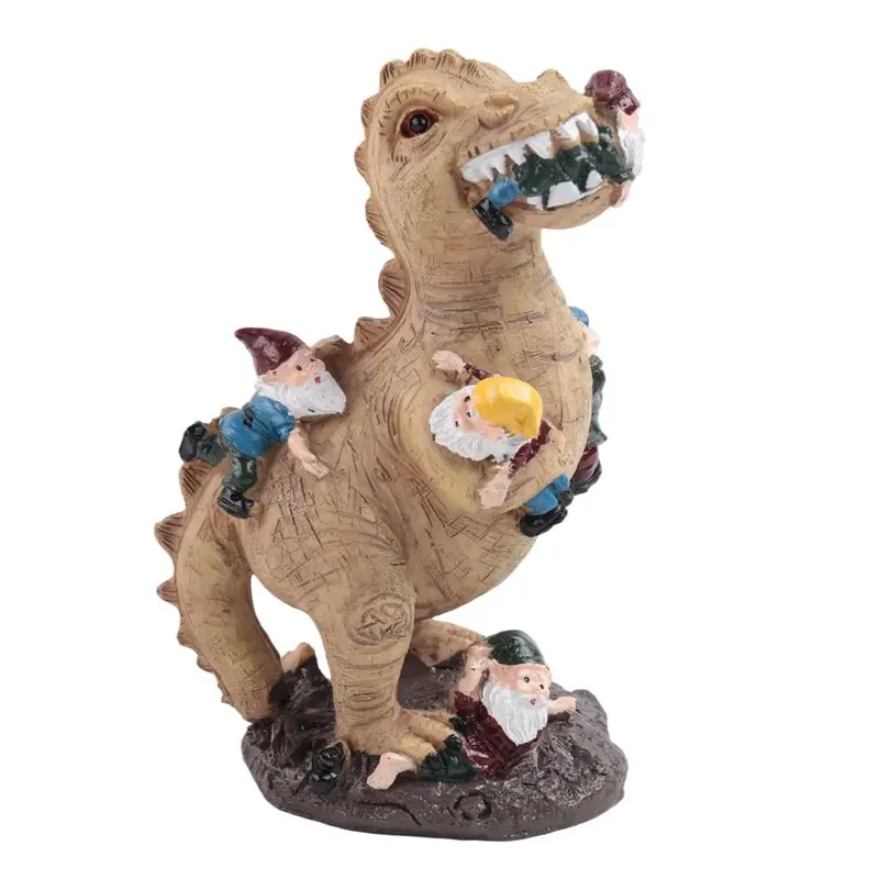 Dinosaur Gnomes Garden Statues Outdoor Decor Birthday Gifts For Mom Gifts , Patio Dinosaur Eating Gnomes Sculptures Durable