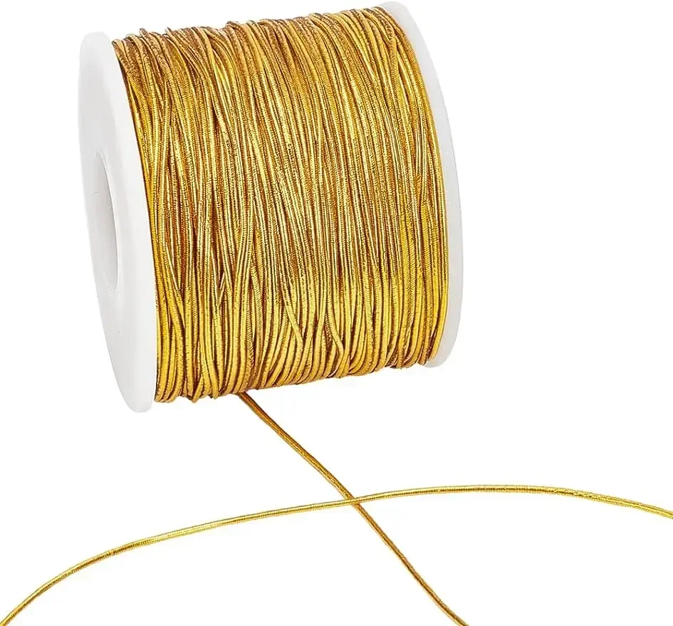 Weihnachtsgoldschnur, 1 mm, 109 Yards, metallisches Lametta, elastische Schnur, Polyesterband,