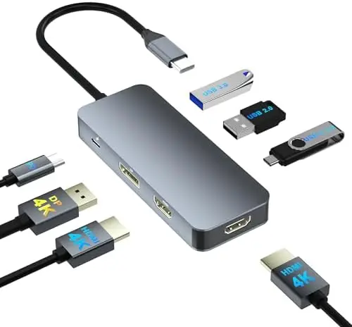 

Док-станция для Dell/HP/Mac – 7 мониторов и разъемов в одном устройстве Многофункциональная док-станция 7-в-1 с поддержкой 4K-дисплеев и быстрой зарядкой