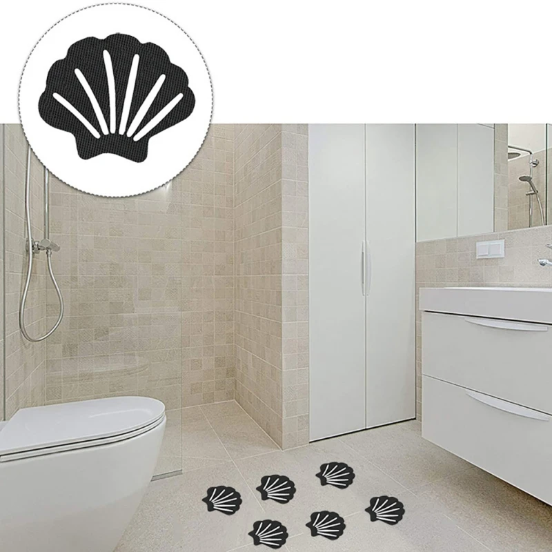 12pcs Anti-slip Bathroom Bathtub Non-slip Stickers With 2PC Scrapers Shower Strip Shell Shaped for Floors Pools Stairs Ladders