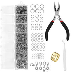 1353Pcs Open Jump Rings and Lobster Clasps Jewelry Findings Kit with Pliers for Jewelry Making Accessories Supplies
