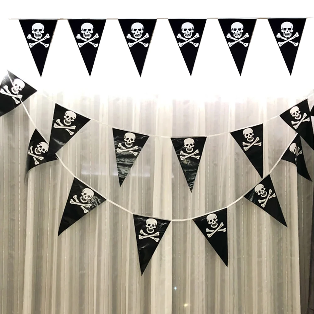 Pirate Banner Garland Pirate Skull Triangle Flag Banner Halloween party Banner decor kids Pirate Theme Birthday Party Decoration