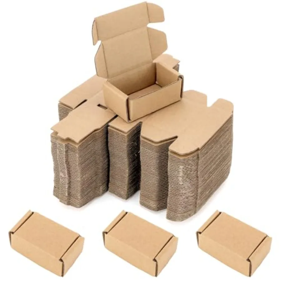 

50Pcs Foldable Kraft Boxes Rectangular Boxes Recyclable Cardboard for Packing, Shipping, storaging Lightweight Item 2.8x1.6x1.1