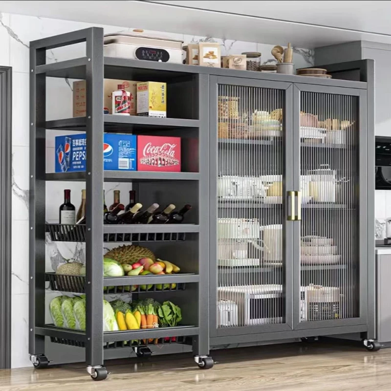 Kitchen Multifunctional Shelves Floor-to-ceiling Multi-layer Household Microwave Oven Meal Side Storage Cabinets Locker Cabinets