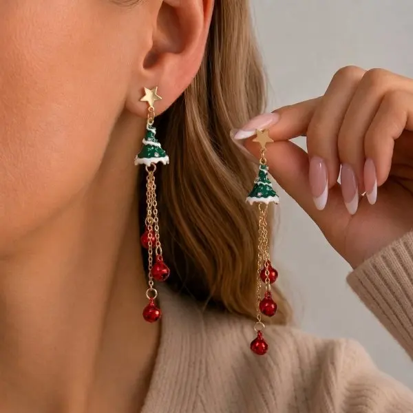 Women's Gold Plated Snowflake Dangle Earrings