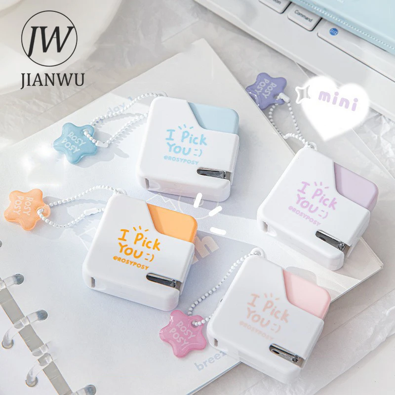 

JIANWU Kawaii Small Sugar Cube Mini Stapler No. 10 Needle Material Collage Creative DIY Journal Student Supplies Stationery