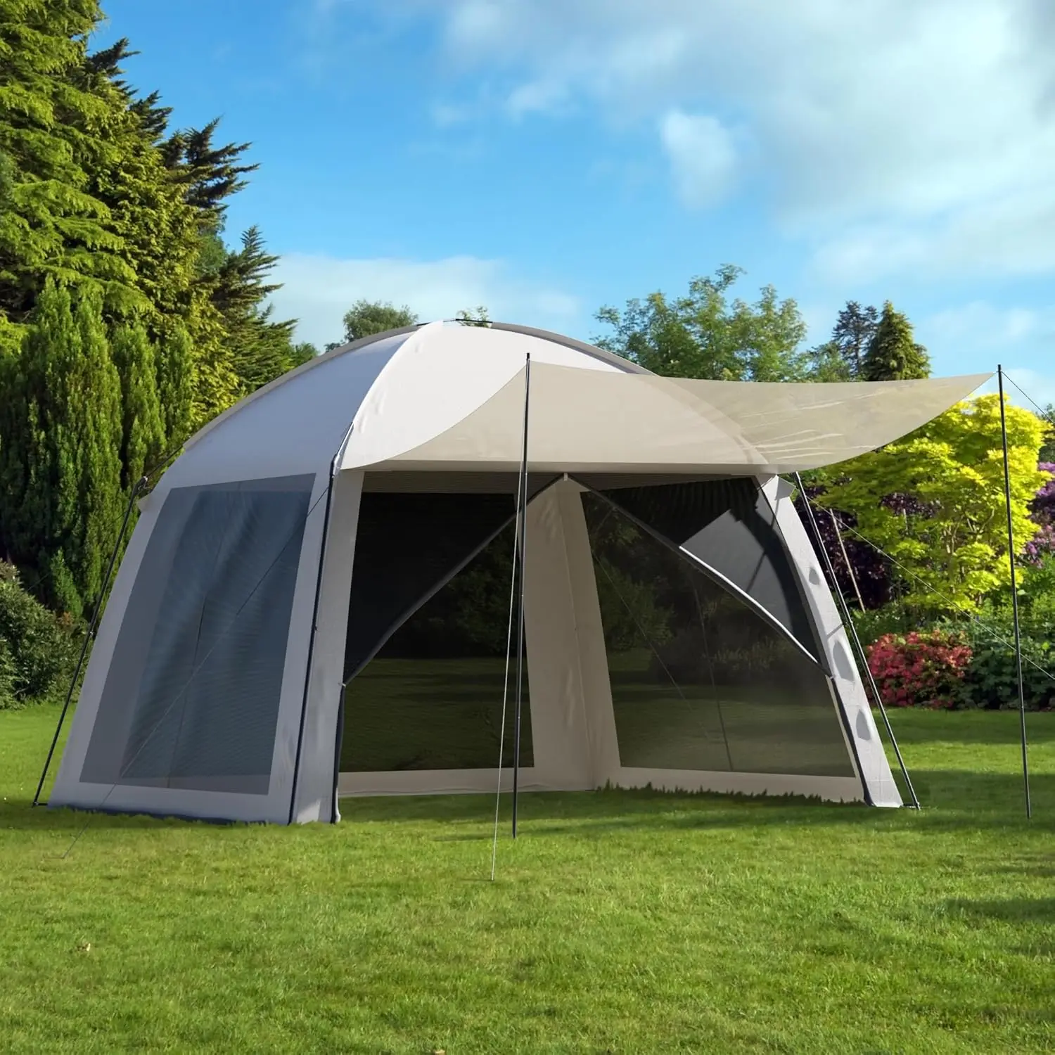 

OasisCove 10x10 Screen House Tent Pop Up Gazebo - Camping Canopy Tent with Screen Zippered Doors Sun House Canopy - Outside Tent