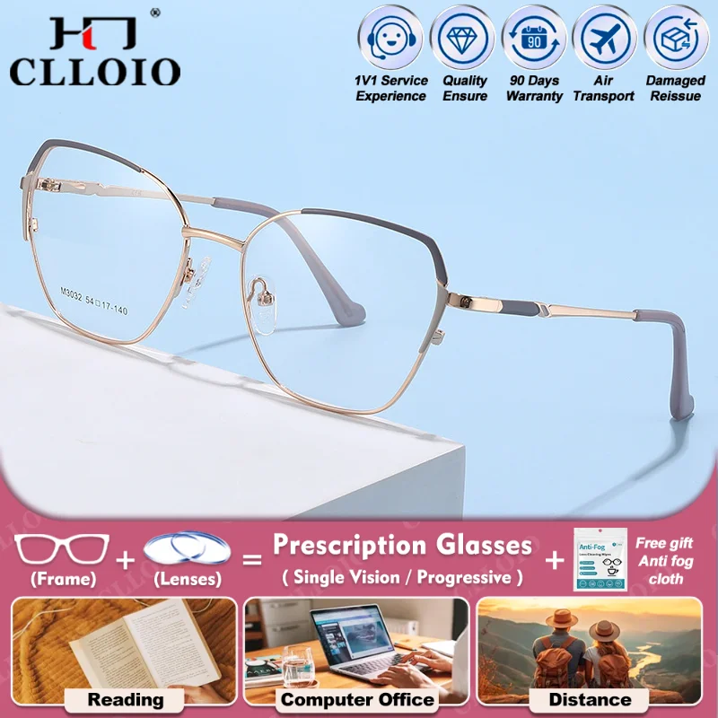 

CLLOIO Fashion New Geometric Design Anti-blue Light Reading Glasses Women Can Be Myopia Customized Prescription Computer Eyeware