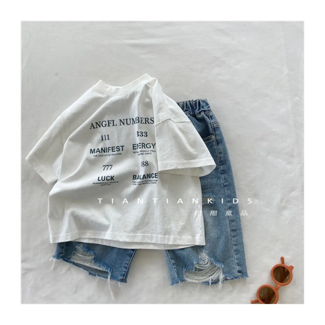 2025 Children's Clothing Summer Children's New Stylish Letter Handsome Boy Pure Cotton Short Sleeved Loose