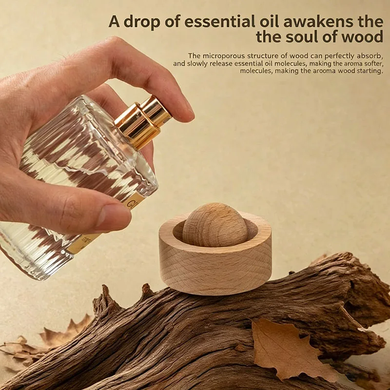 Car & Home Essential Oil Diffuser - Made of Wood Mini Cute Natural Fragrance Diffuser Suitable Parts for Bedroom Automobiles