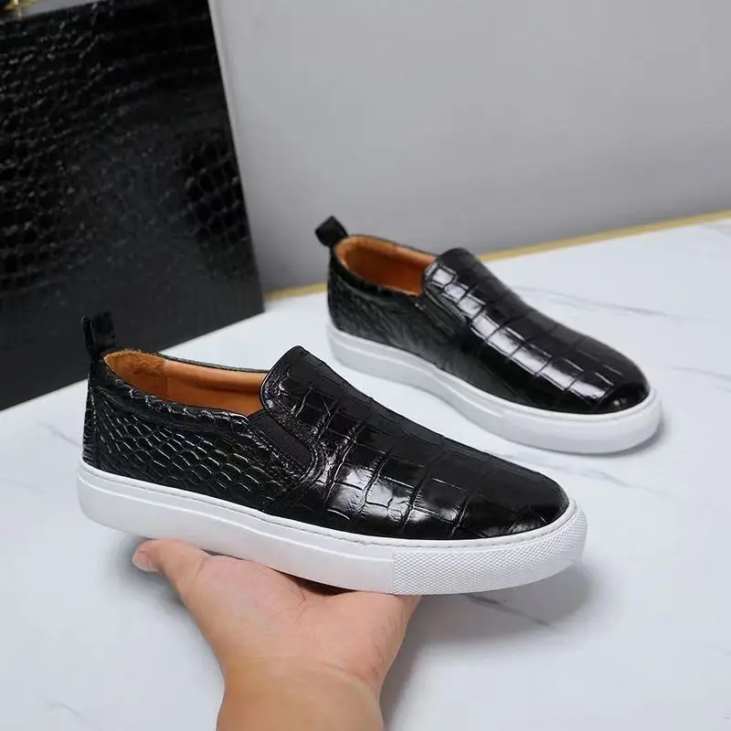 2023 new arrival Fashion Crocodile Skin causal shoes men,male Genuine leather sneakers  pdd293