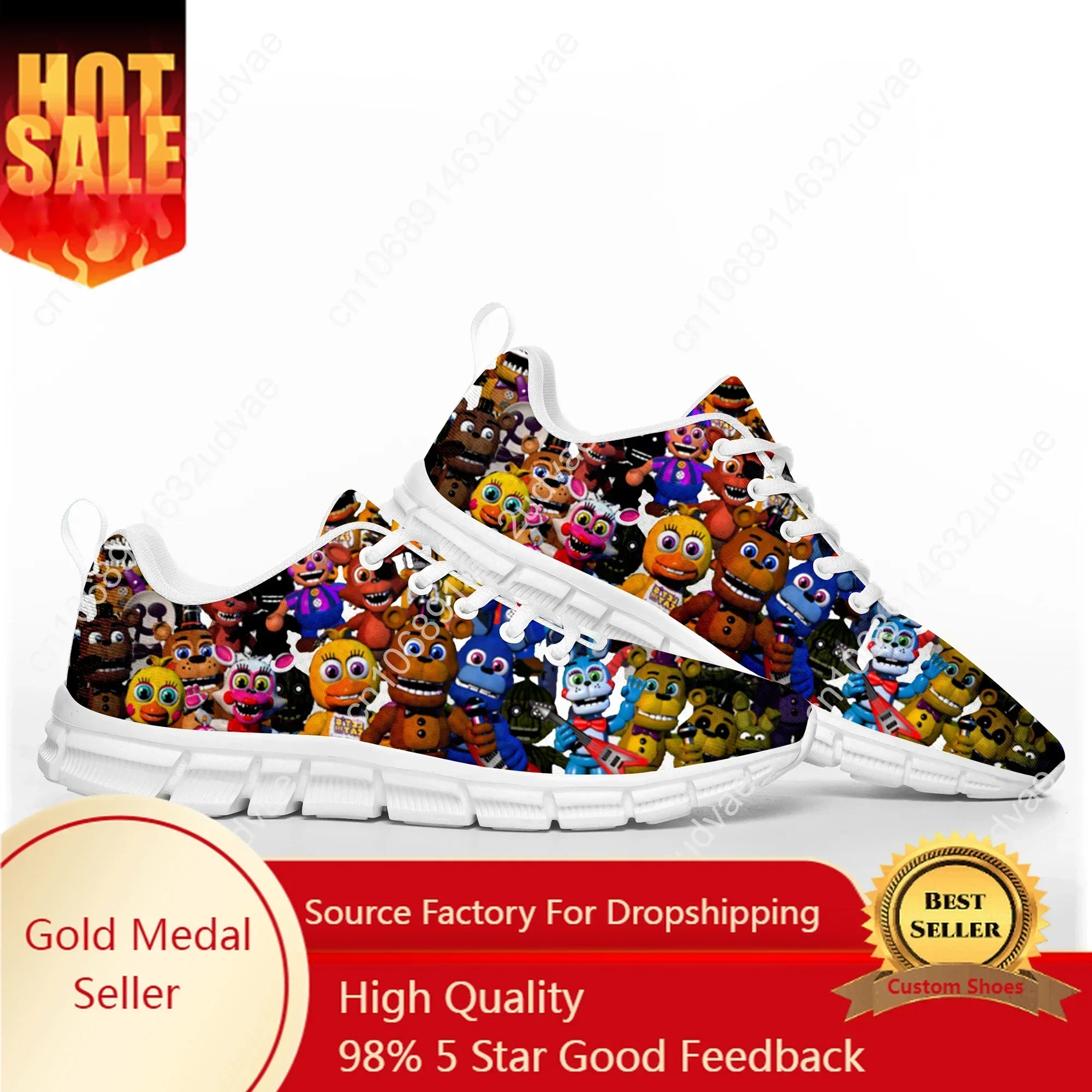 

Fnaf F-Freddy Anime At Game N-Nights Cartoon F-Five Sports Shoes Mens Womens Teenager Sneakers Custom Couple Shoe