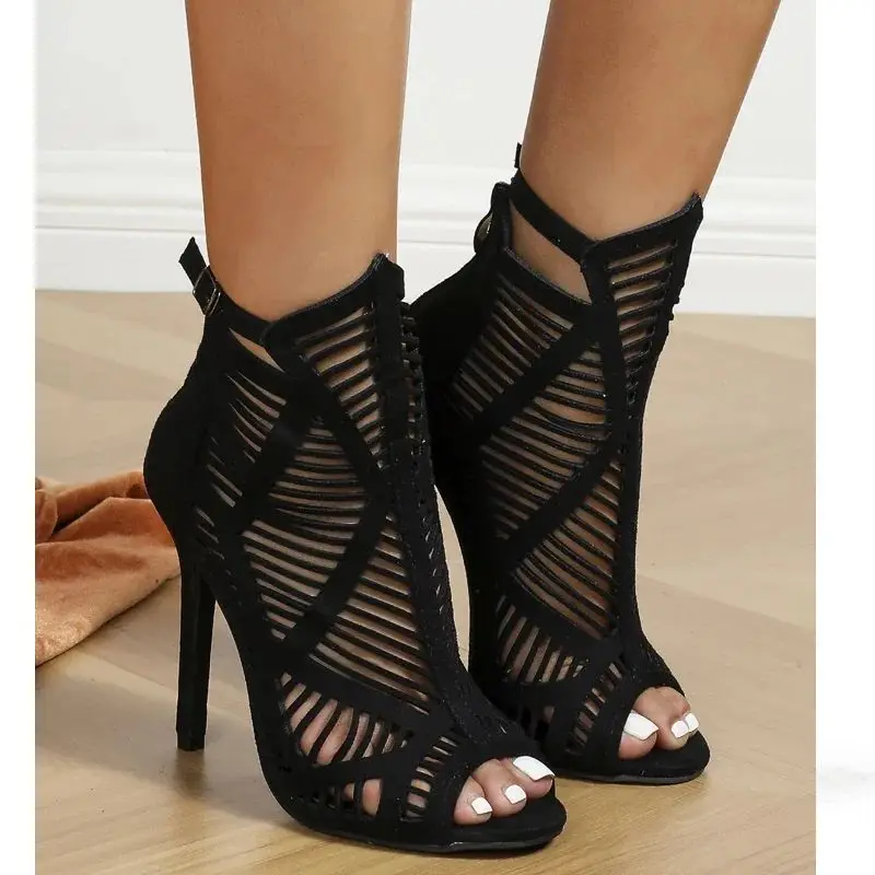 Eilyken Sexy Fashion Women Light Comfort High Quality Thin Heels Peep Toe Zipper Dancing Sandals Woman's Shoes