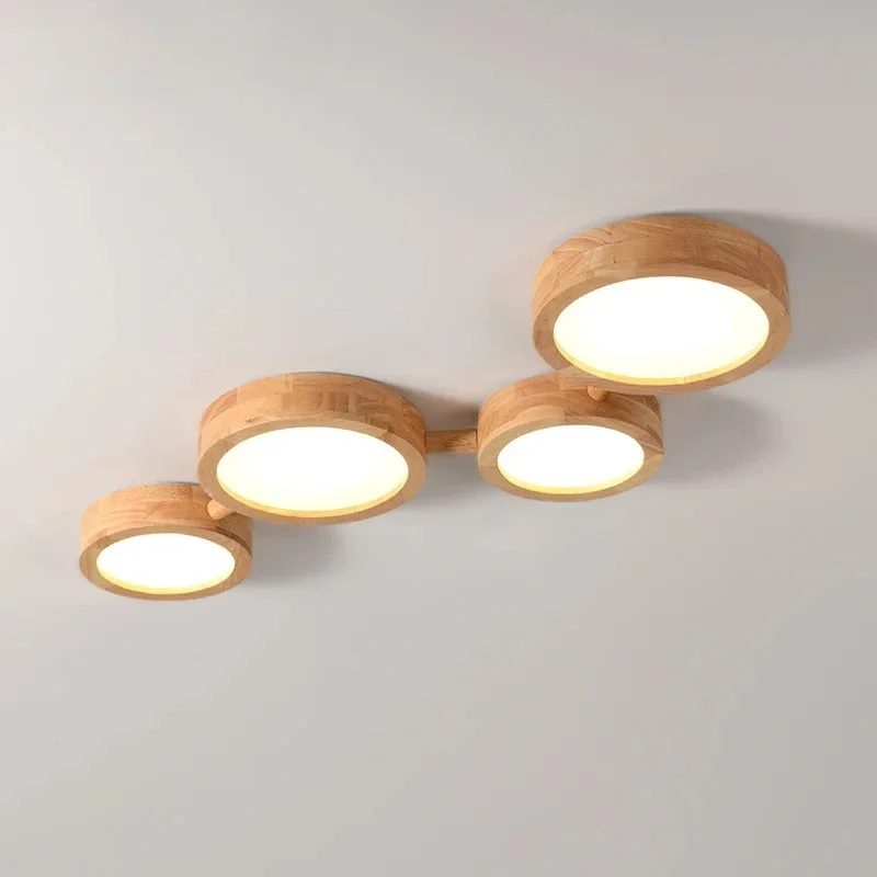 Simple Solid Wood Circle Ceiling Light led low-level lamp Foyer Nordic Bedroom Corridor Light Indoor Japanese room decor lamp