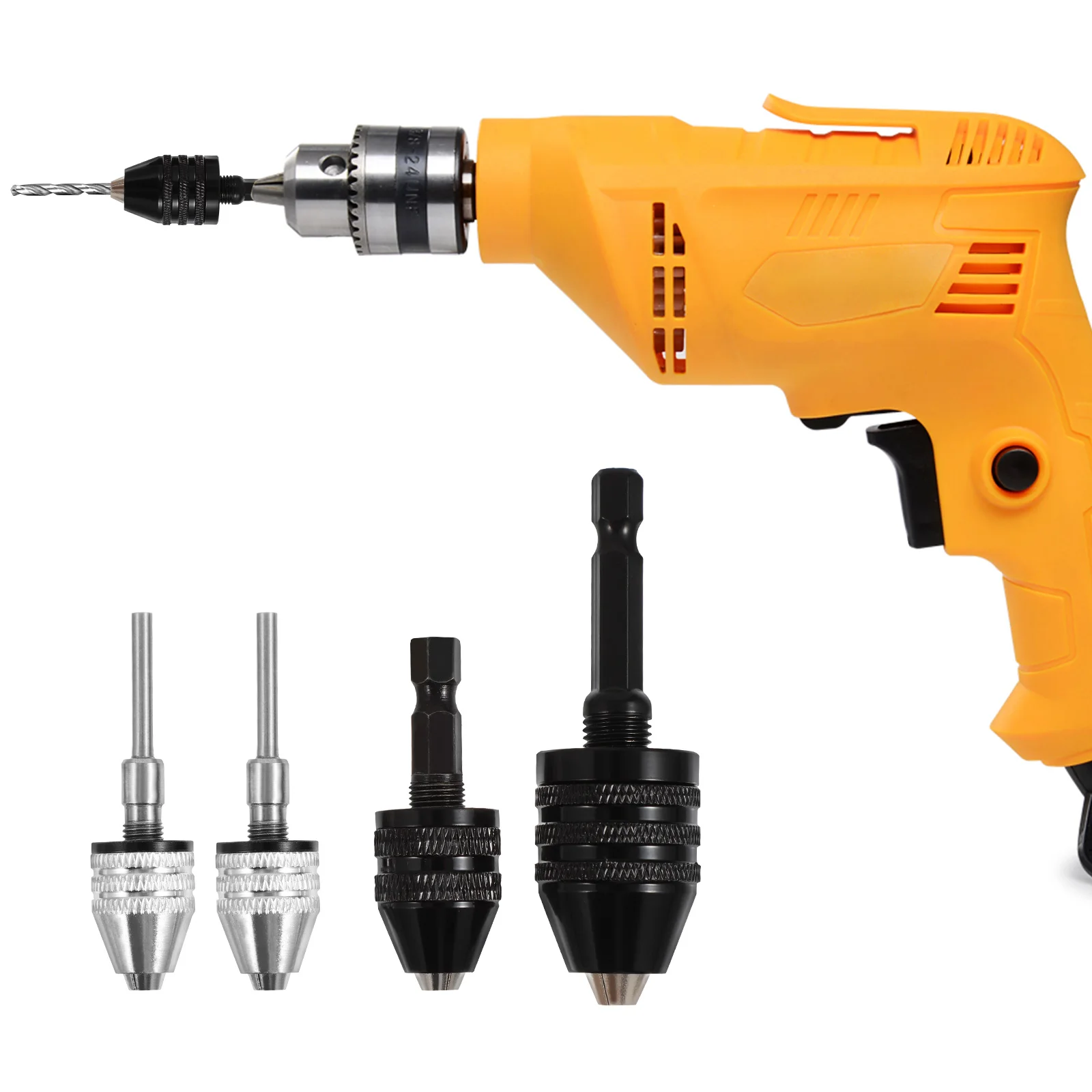 

4 Inch Key Less Drill Chuck Set H 0.3 6.5mm Fast Change Metal for Tools Garage Home Use