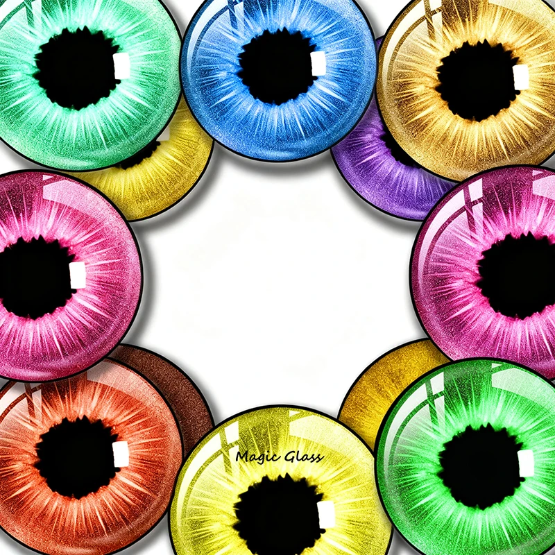 8mm 10mm 12mm 20mm 25mm 30mm 35mm 50mm 14mm Photo Glass Cabochon Settings Round Colorful DIY Jewelry Accessories Fruit Eyes