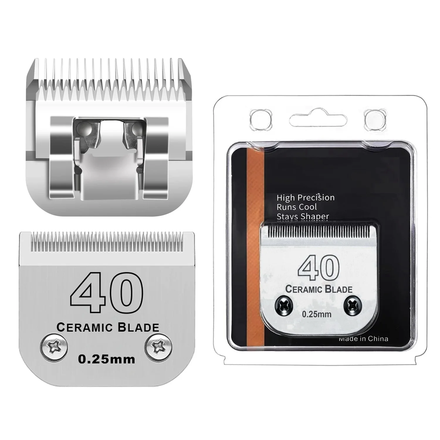 # 40 شفرة سيراميك قابلة للفصل للكلاب الأليفة والقطط متوافقة مع معظم ماكينة قص الحيوانات من سلسلة Andis وOster A5 وWahl KM