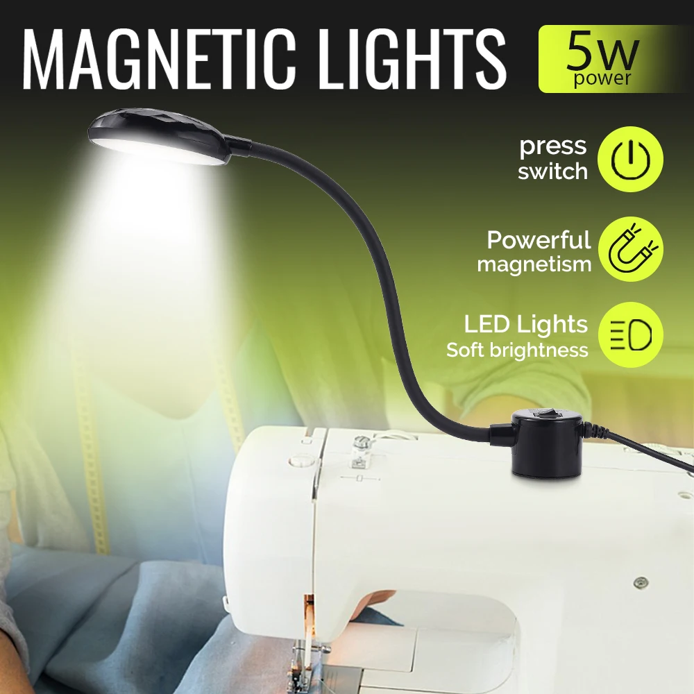 LED Sewing Machine Light Industrial Lighting Lamp Flexible Magnetic Working Light For Lathe Drill Presses Workbenches EU/US Plug