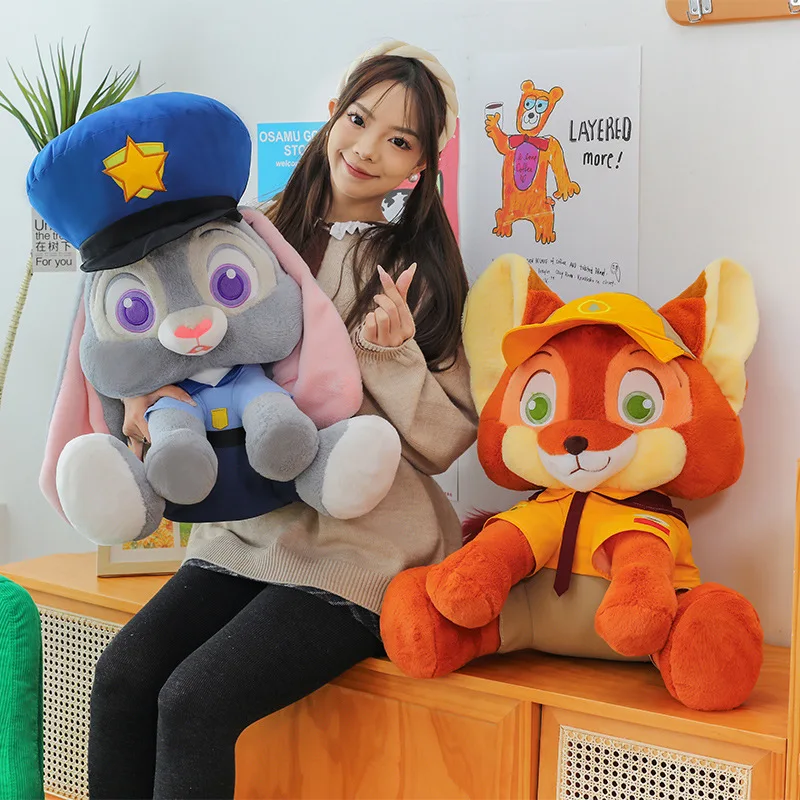 

60cm Disney Zootopia Judy Fox Nick Plush Toy Cartoon Character Rabbit Animal Living Room Decoration Children Fans Birthday Gift