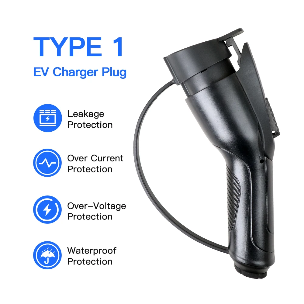 Kolanky EV Charger Plug Adapter Type 1 EVSE SAE J1772 Convertor 16A 3.6kw 32A 7.2kw Electric Car Vehicle Socket