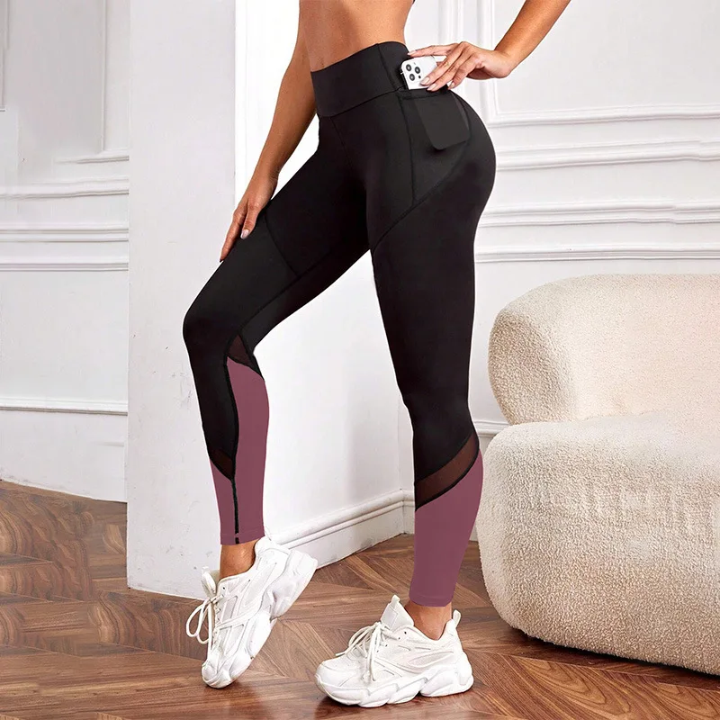 

New Yoga Pants Patchwork High Waist Running Pants Women Butt Lift Sweat-Wicking Leggings