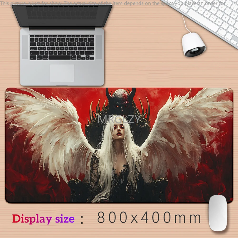 لوحة ماوس الملائكة والشياطين قاعدة مطاطية كبيرة مضادة للانزلاق ملحقات مكتب الكمبيوتر لوحة ماوس للمكتب والألعاب لوحة المفاتيح حصيرة ديكور