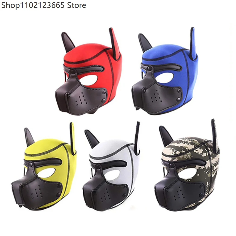 Removable Neoprene Puppy Hood Mask Cosplay Animal Head Mask Costume Funny Dog Head Masks for Halloween Party Accessories 2026
