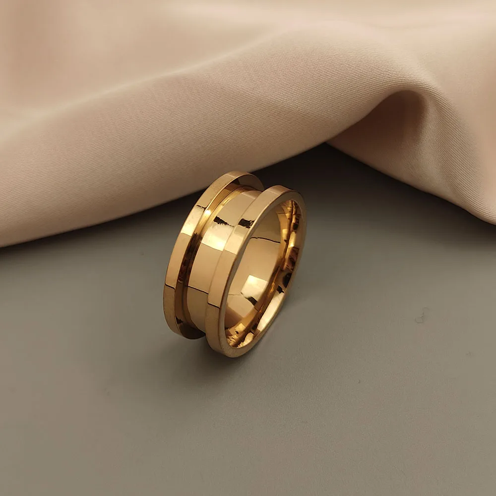 Original - Concave design stainless steel finger ring, high quality waterproof jewelry, gift from friends
