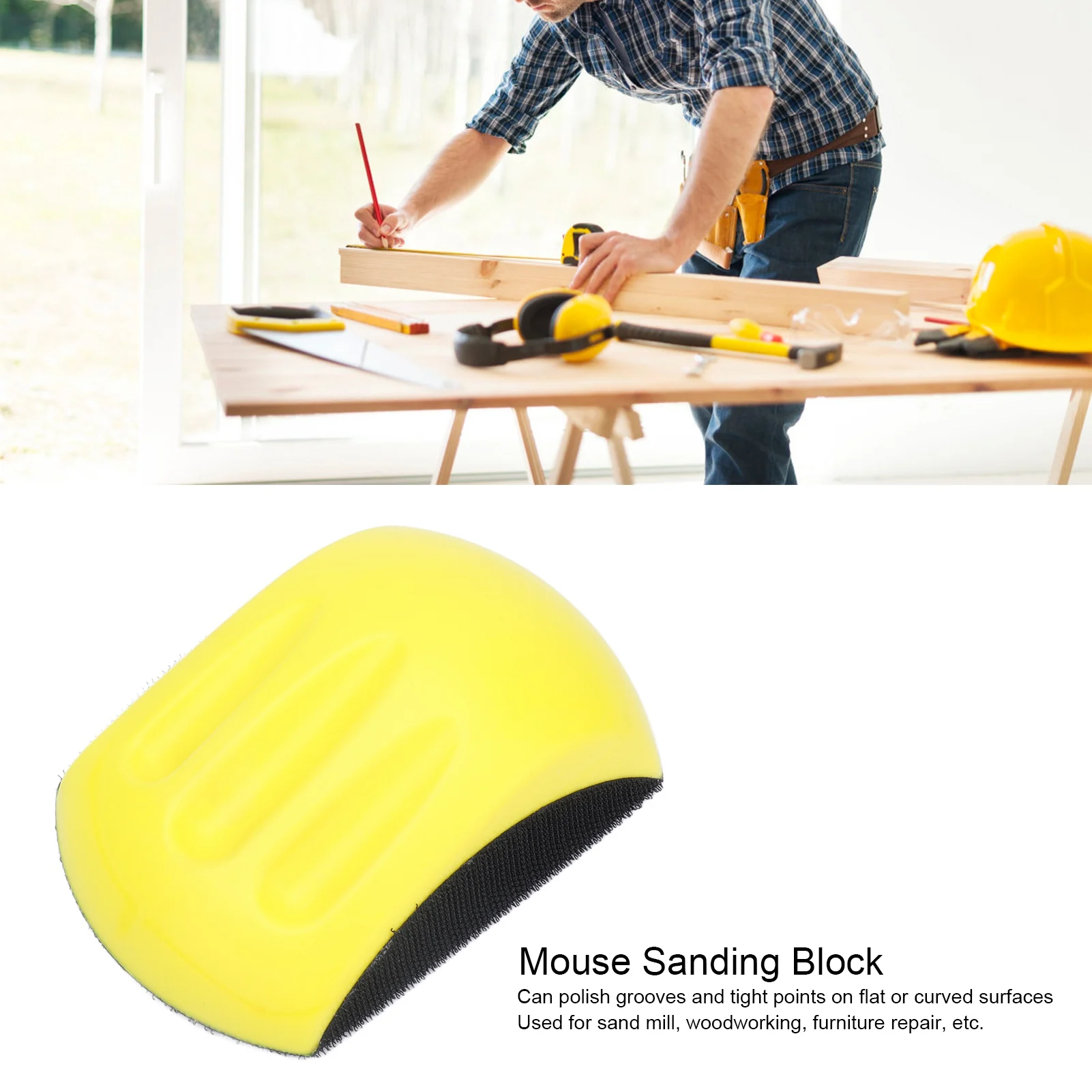 

Блок для ручной шлифовки в форме мыши, нейлоновый, на липучке, для полировки, инструмент для деревообработки