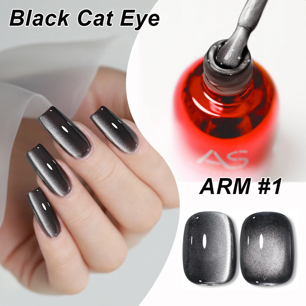 

AS 15 мл черный магнитный гель-лак «кошачий глаз» для ногтей готический серебряный маникюрный лак для дизайна ногтей полуперманентный гель принадлежности Esmaltes