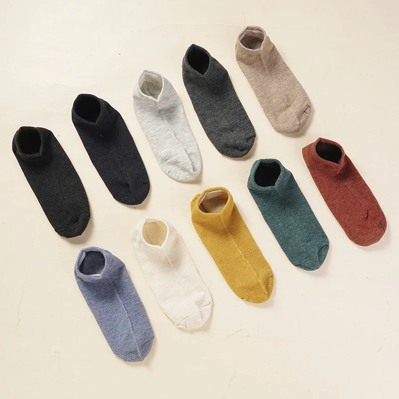 4 Pairs/Lot Men\'s Cotton Socks Hot Selling Low Tube Breathable Comfortable Simple Fashion Gifts Male Ankle Solid Color Sock