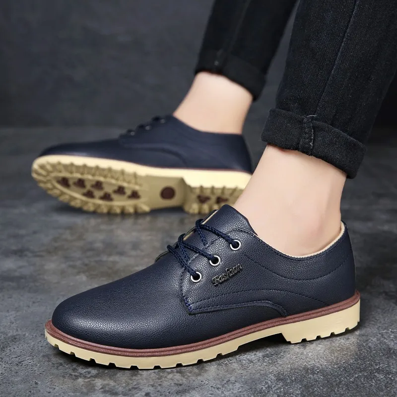 Men Dress Shoes Leather Man Oxford Shoes Lace Up Men Casual Moccasins Comfortable Fashion Office Footwear Loafers Male