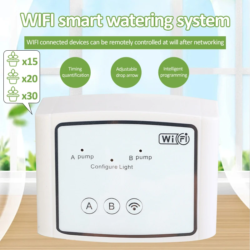 WIFI Intelligent Watering Device Double Pump Timed Automatic Drip Irrigation System Remote Control for 15/20/30 Pots Plant