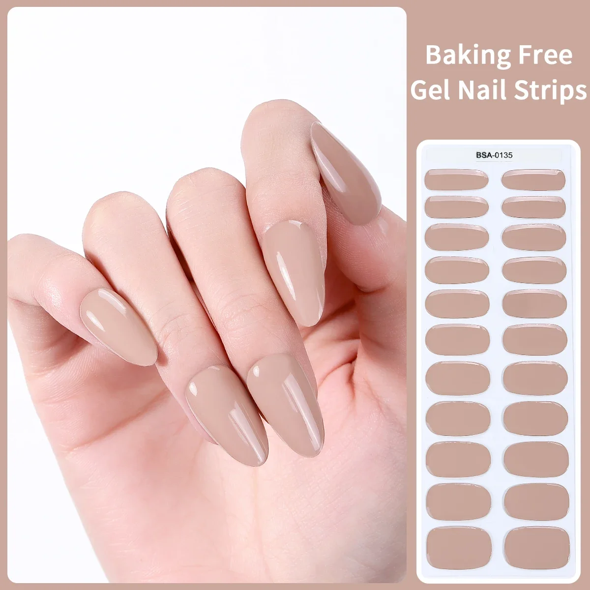 Nude Caramel Bake Free Gel Nail Sticker Autumn Winter Solid Color Self-Adhesive Nail Strips for Women Manicure Decoration