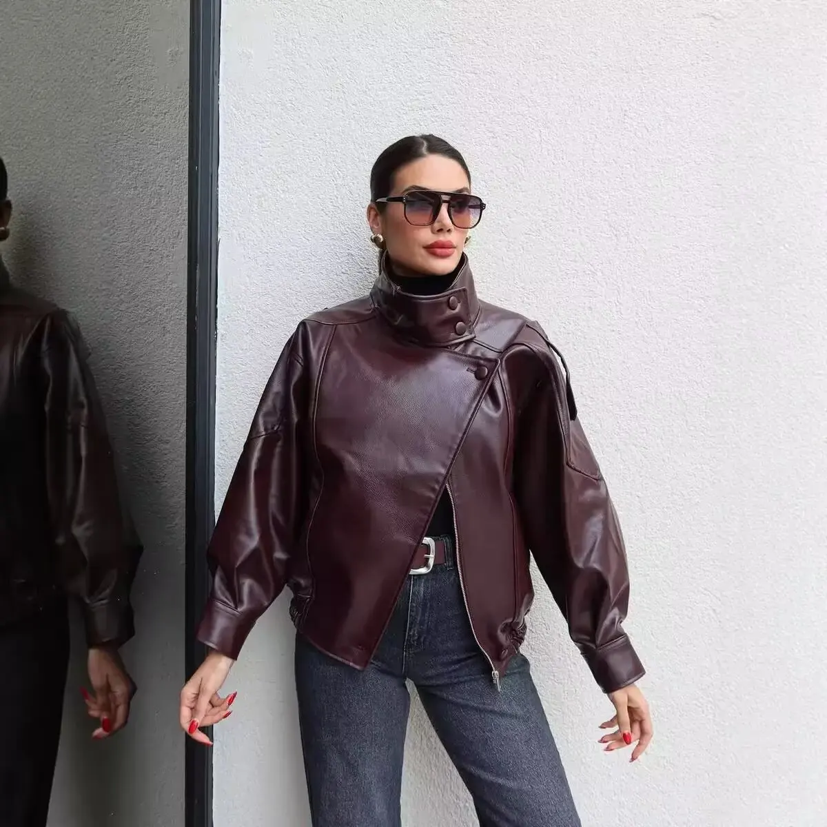 معطف نسائي طويل بياقة واقفة من Faionable Street Sle للخريف والشتاء وصل حديثًا معطف خارجي متعدد الاستخدامات #2