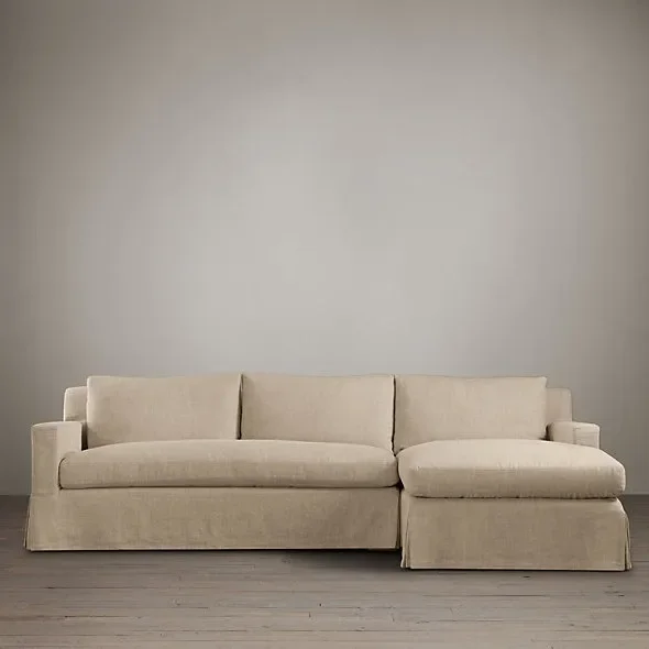 Haushalts-Doppelsofa, französisches Landhaus-Retro-Leinenstoff, abnehmbares Drei-Personen-Sofa